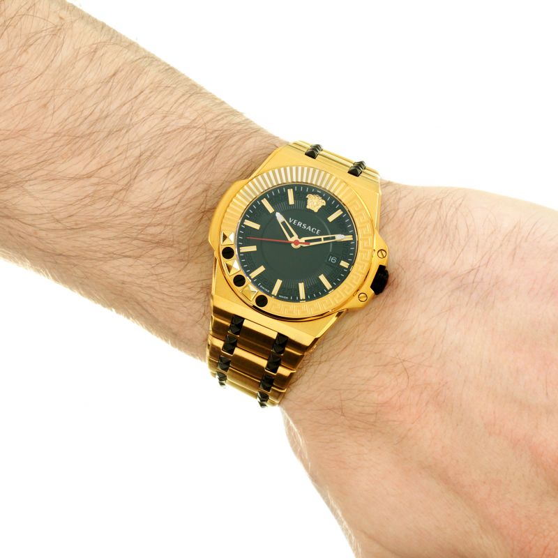  Shop Authentic Versace Chain Reaction Quartz Black Dial Two Tone Steel Strap Watch for Men - VEDY00619 - Luxxuri