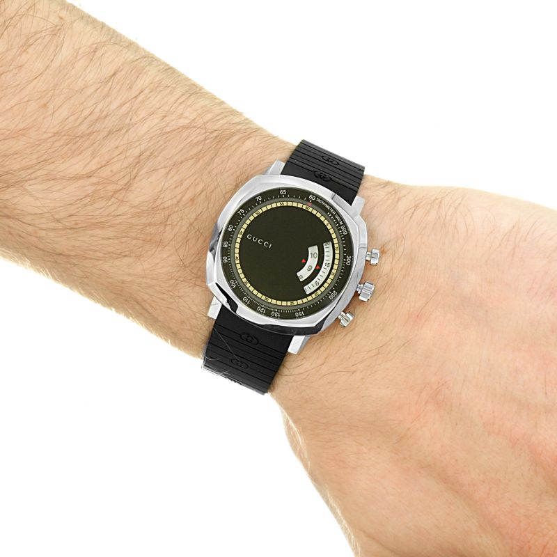  Shop Authentic Gucci Grip Chronograph Black Dial Black Rubber Strap Watch For Men - YA157301 - Luxxuri