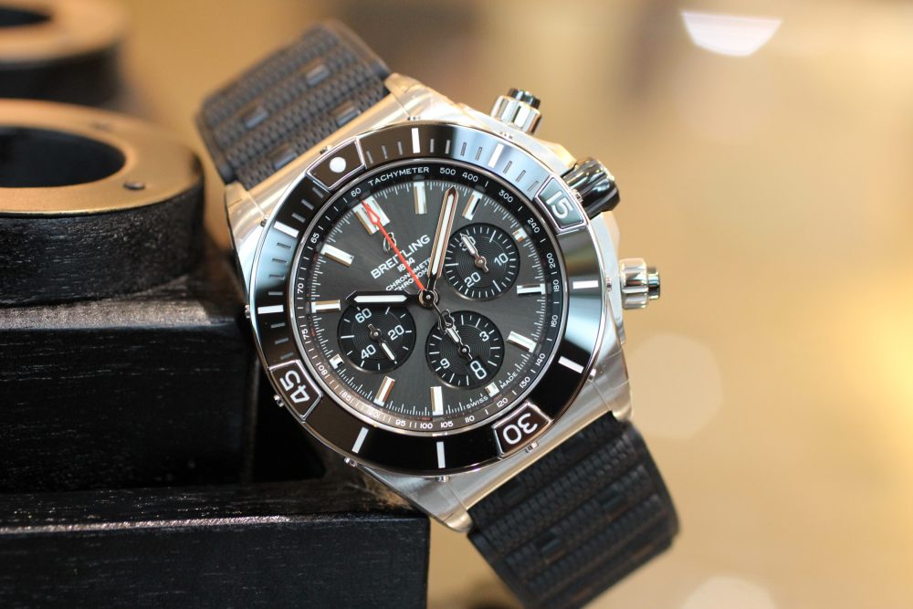  Shop Authentic Breitling Super Chronomat B01 44 Black Dial Black Rubber Strap Watch for Men - AB0136251B2S1 - Luxxuri