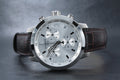 Tissot PRC 200 Chronograph Silver Dial Brown Leather Strap Watch For Men - T055.417.16.037.00
