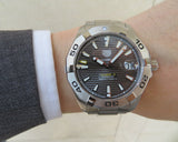  Shop Authentic Tag Heuer Aquaracer Calibre 5 Grey Dial Silver Steel Strap Watch for Men - WBD2113.BA0928 - Luxxuri