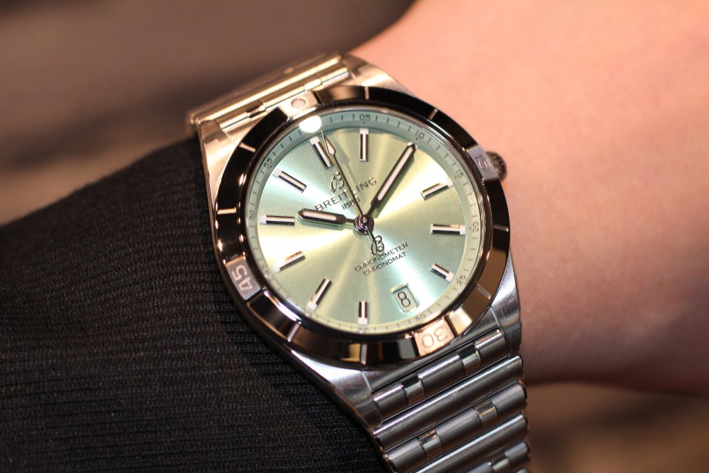  Shop Authentic Breitling Chronomat Automatic 36 Green Dial Silver Steel Strap Watch for Women - A10380101L1A1 - Luxxuri