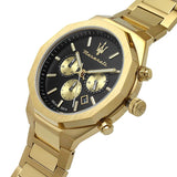  Shop Authentic Maserati Stile 45mm Chronograph Black Dial Gold Steel Strap Watch For Men - R8873642001 - Luxxuri