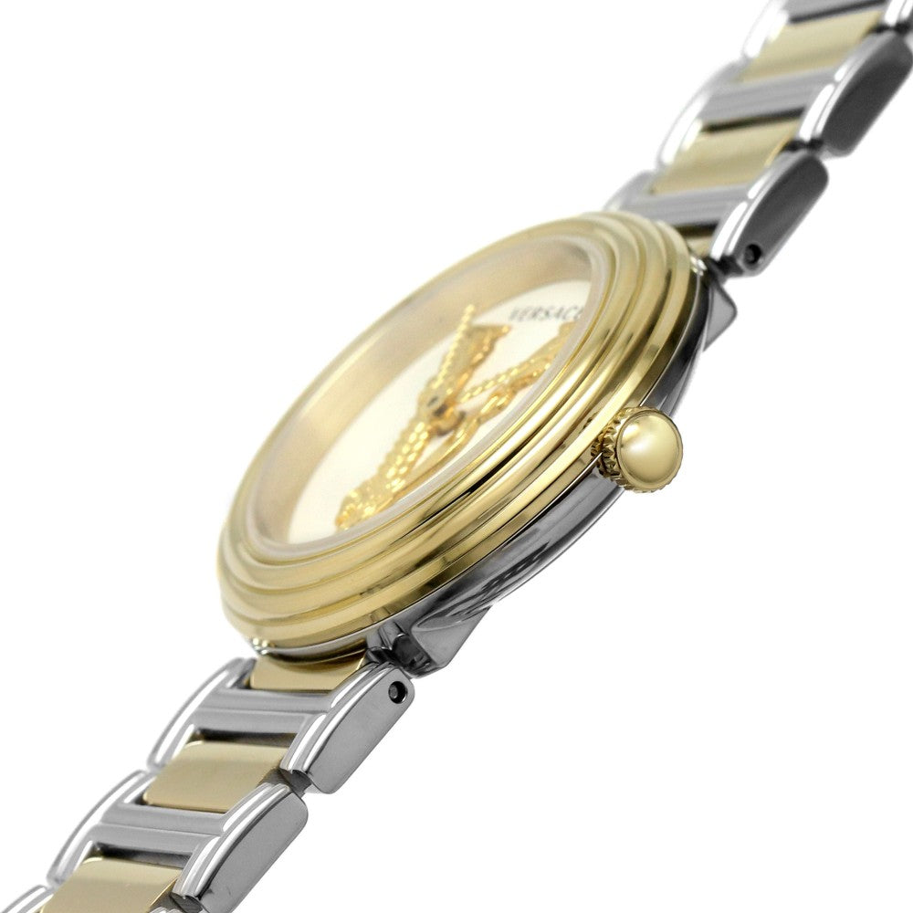  Shop Authentic Versace Virtus Quartz White Dial Two Tone Steel Strap Watch For Women - VET300721 - Luxxuri