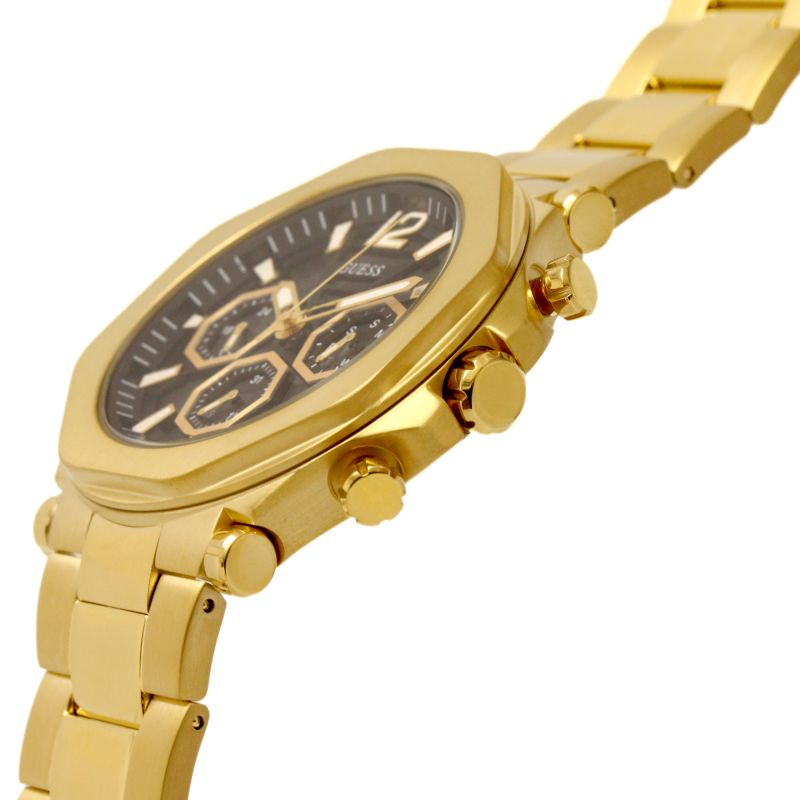 Guess Surge Chronograph Black Dial Gold Steel Strap Watch for Men - W1258G2