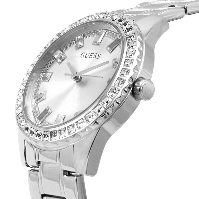  Shop Authentic Guess Sparkler Diamonds Silver Dial Silver Steel Strap Watch for Women - GW0111L1 - Luxxuri