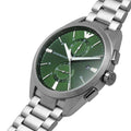  Shop Authentic Emporio Armani Chronograph Green Dial Silver Steel Strap Watch For Men - AR11480 - Luxxuri