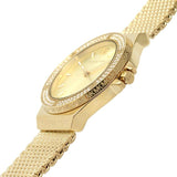  Shop Authentic Michael Kors Lennox Three-Hand Gold Dial Gold Mesh Bracelet Watch For Women - MK7335 - Luxxuri