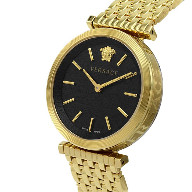  Shop Authentic Versace V-Twist Black Dial Gold Mesh Bracelet Watch for Women - VELS00819 - Luxxuri
