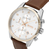  Shop Authentic Hugo Boss Skymaster White Dial Brown Leather Strap Watch for Men - 1513786 - Luxxuri