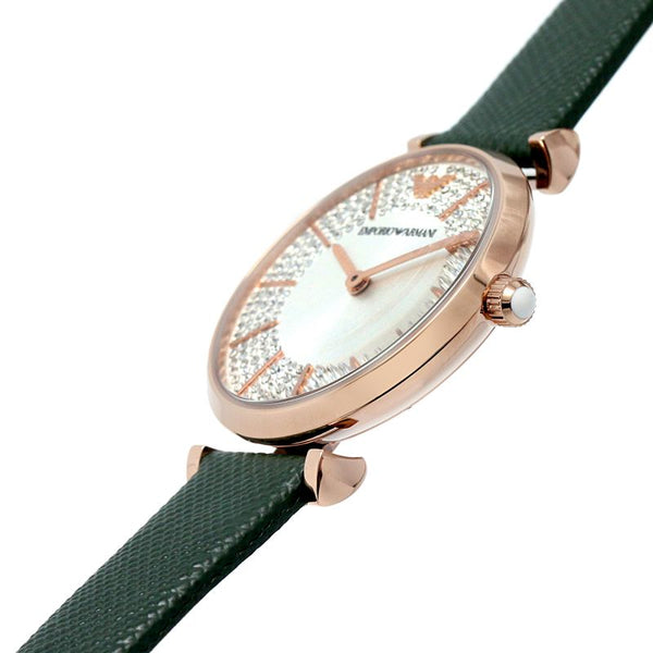  Shop Authentic Emporio Armani Pro Planet Analog Silver Dial Green Leather Strap Watch For Women - AR11517 - Luxxuri