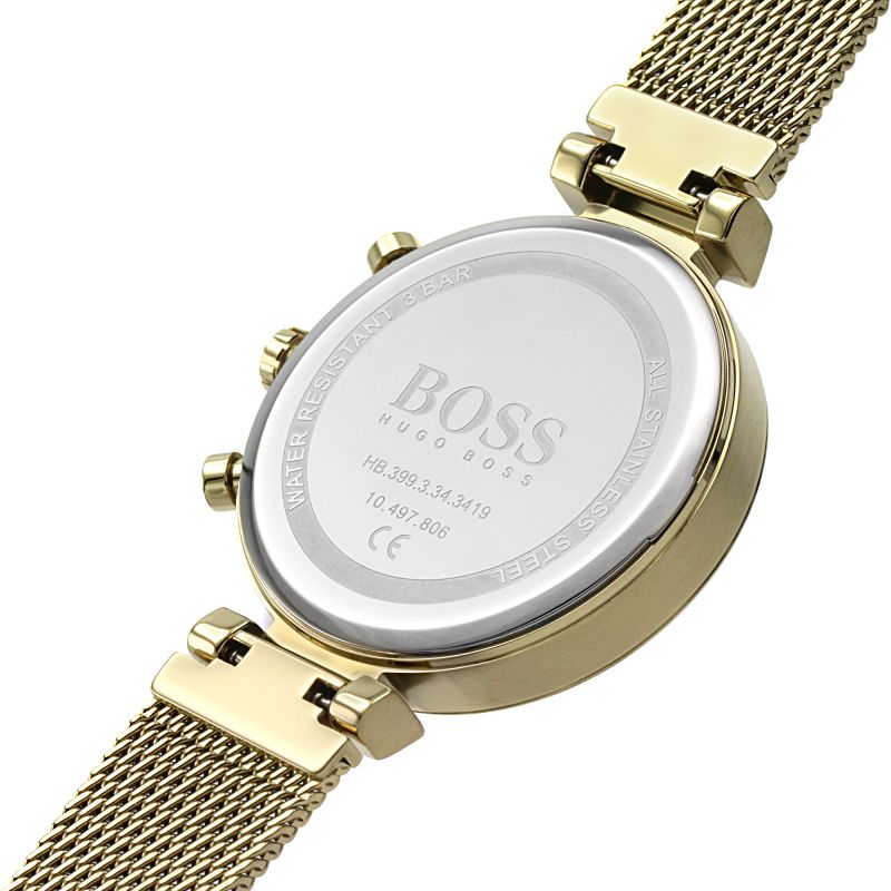  Shop Authentic Hugo Boss Flawless White Dial Gold Mesh Bracelet Watch for Women - 1502552 - Luxxuri