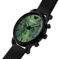  Shop Authentic Emporio Armani Luigi Chronograph Green Dial Black Mesh Bracelet Watch For Men - AR11470 - Luxxuri