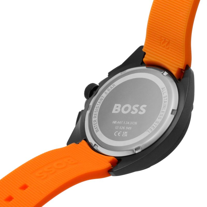  Shop Authentic Hugo Boss Volane Black Dial Orange Silicone Strap Watch for Men - 1513957 - Luxxuri