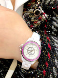  Shop Authentic Chanel J12 Quartz Diamonds Mother of Pearl White Dial White Steel Strap Watch for Women - J12 H3243 - Luxxuri