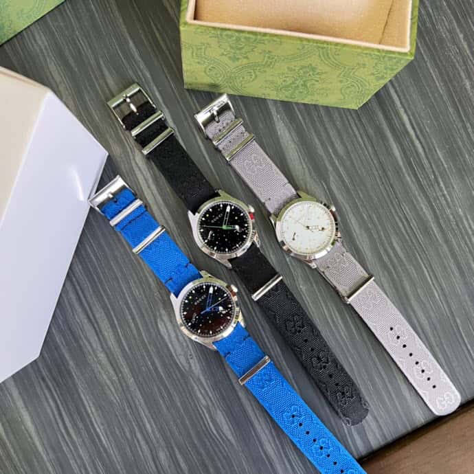  Shop Authentic Gucci G Timeless Quartz White Dial Grey NATO Strap Watch For Women - YA1264184 - Luxxuri