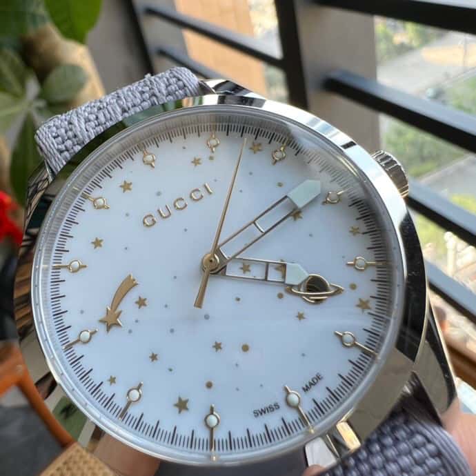  Shop Authentic Gucci G Timeless Quartz White Dial Grey NATO Strap Watch For Women - YA1264184 - Luxxuri