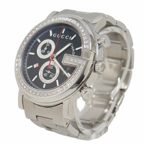  Shop Authentic Gucci G Chrono Diamonds Black Dial Silver Steel Strap Watch For Men - YA101324 - Luxxuri