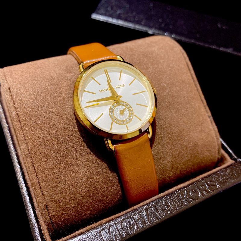  Shop Authentic Michael Kors Portia Quartz White Dial Brown Leather Strap Watch For Women - MK2734 - Luxxuri