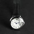  Shop Authentic Cartier Ballon Bleu de Cartier Diamonds Silver Dial Black Leather Strap Watch for Women - W4BB0008 - Luxxuri