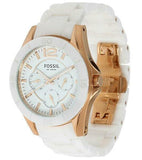  Shop Authentic Fossil Ceramic Multifunction White Dial White Steel Strap Watch for Women - CE1006 - Luxxuri
