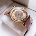  Shop Authentic Versace V-Motif Vintage Logo Diamonds Gold Dial Pink Leather Strap Watch for Women - VERE01118 - Luxxuri