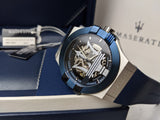  Shop Authentic Maserati Potenza Automatic Skeleton Dial Blue Rubber Strap Watch For Men - R8821108035 - Luxxuri
