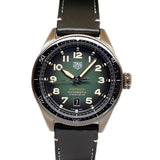  Shop Authentic Tag Heuer Autavia Calibre 5 Automatic Olive Green Dial Green Leather Strap Watch for Men - WBE5190.FC8268 - Luxxuri
