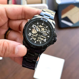  Shop Authentic Fossil Bronson Automatic Skeleton Black Dial Grey Steel Strap Watch for Men - ME3255 - Luxxuri
