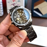  Shop Authentic Fossil Bronson Automatic Skeleton Black Dial Grey Steel Strap Watch for Men - ME3255 - Luxxuri