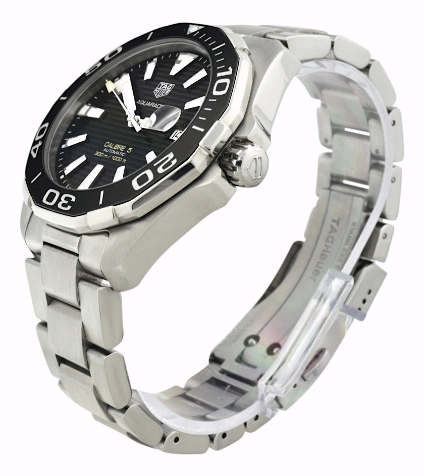  Shop Authentic Tag Heuer Aquaracer Caliber 5 Black Dial Silver Steel Strap Watch for Men - WAY201A .BA0927 - Luxxuri