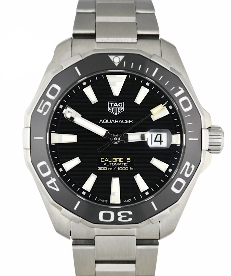  Shop Authentic Tag Heuer Aquaracer Caliber 5 Black Dial Silver Steel Strap Watch for Men - WAY201A .BA0927 - Luxxuri