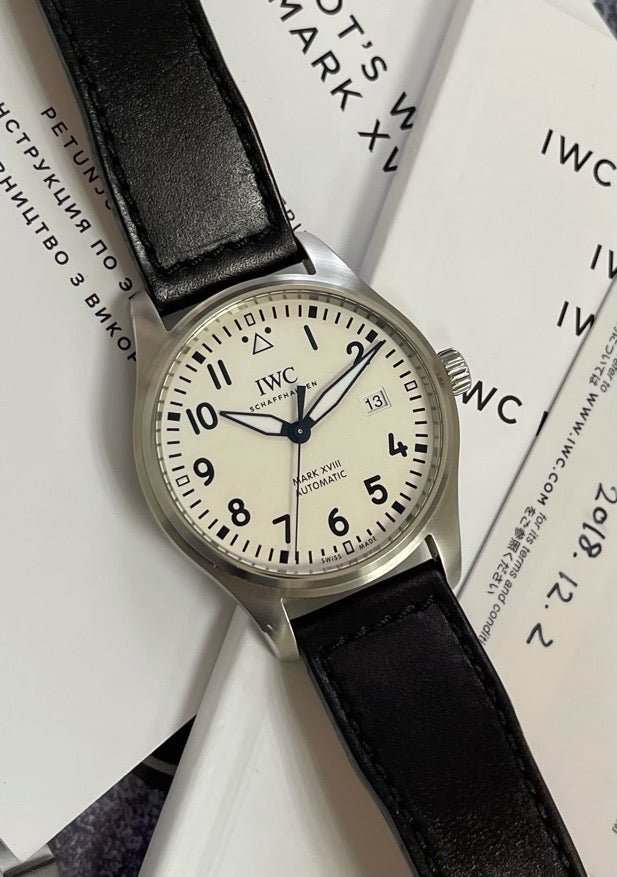  Shop Authentic IWC Pilot's Watch Mark XVIII White Dial Black Leather Strap Watch for Men - IW327002 - Luxxuri