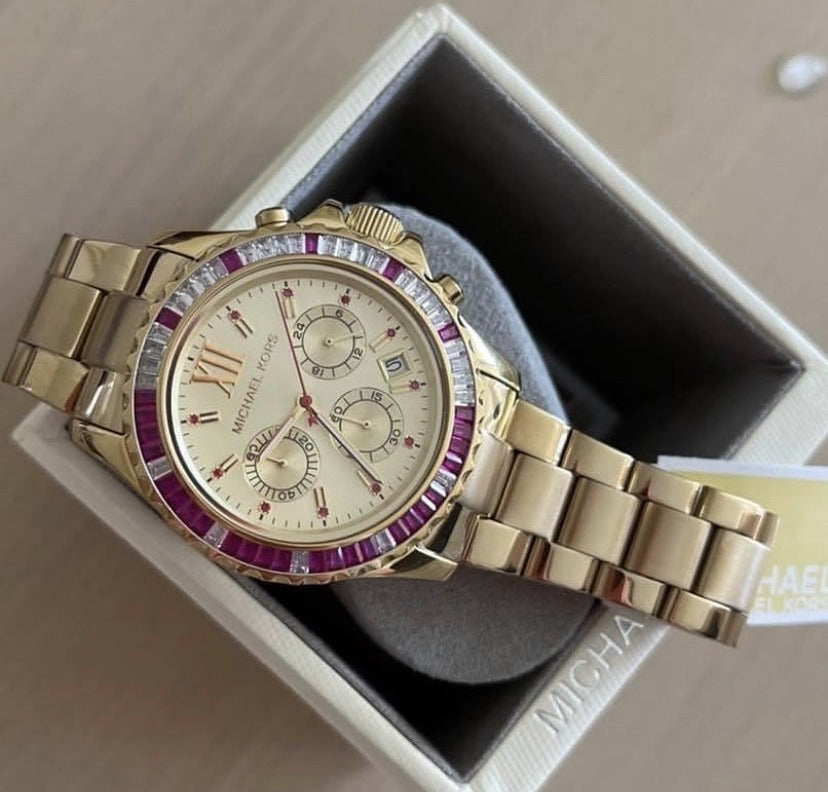  Shop Authentic Michael Kors Everest Chronograph Gold Dial Gold Steel Strap Watch for Women - MK5871 - Luxxuri