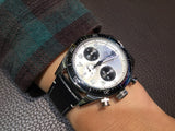  Shop Authentic Tag Heuer Autavia Chronometer Flyback Chronograph Silver Dial Black Leather Strap Watch for Men - CBE511B.FC8279 - Luxxuri