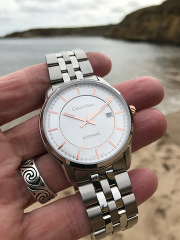  Shop Authentic Calvin Klein Infinity Silver Dial Silver Steel Strap Watch for Men - K5S34B46 - Luxxuri