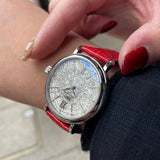  Shop Authentic IWC Portofino Automatic Diamonds Silver Dial Red Leather Strap Watch for Women - IW357408 - Luxxuri