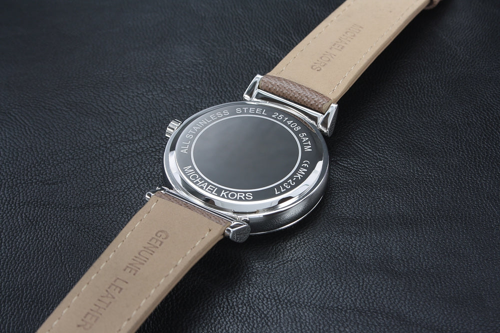 Michael Kors Caitlin Quartz Silver Dial Gray Leather Strap Watch For Women - MK2377