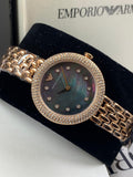  Shop Authentic Emporio Armani Rosa Quartz Mother of Pearl Black Dial Rose Gold Steel Strap Watch For Women - AR11372 - Luxxuri