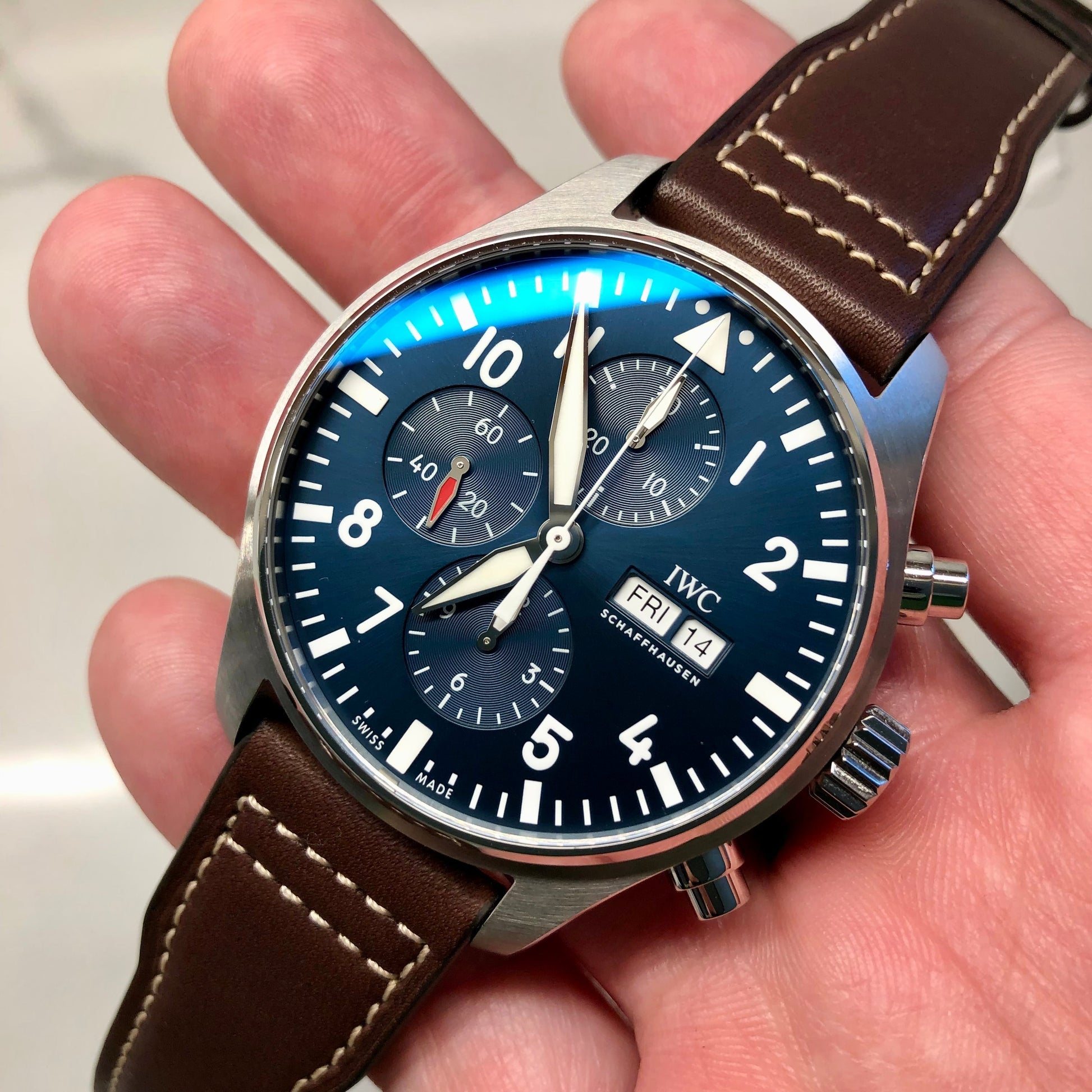  Shop Authentic IWC Pilot’s Watch Chronograph Edition “Le Petit Prince” Blue Dial Brown Leather Strap Watch for Men - IW377714 - Luxxuri