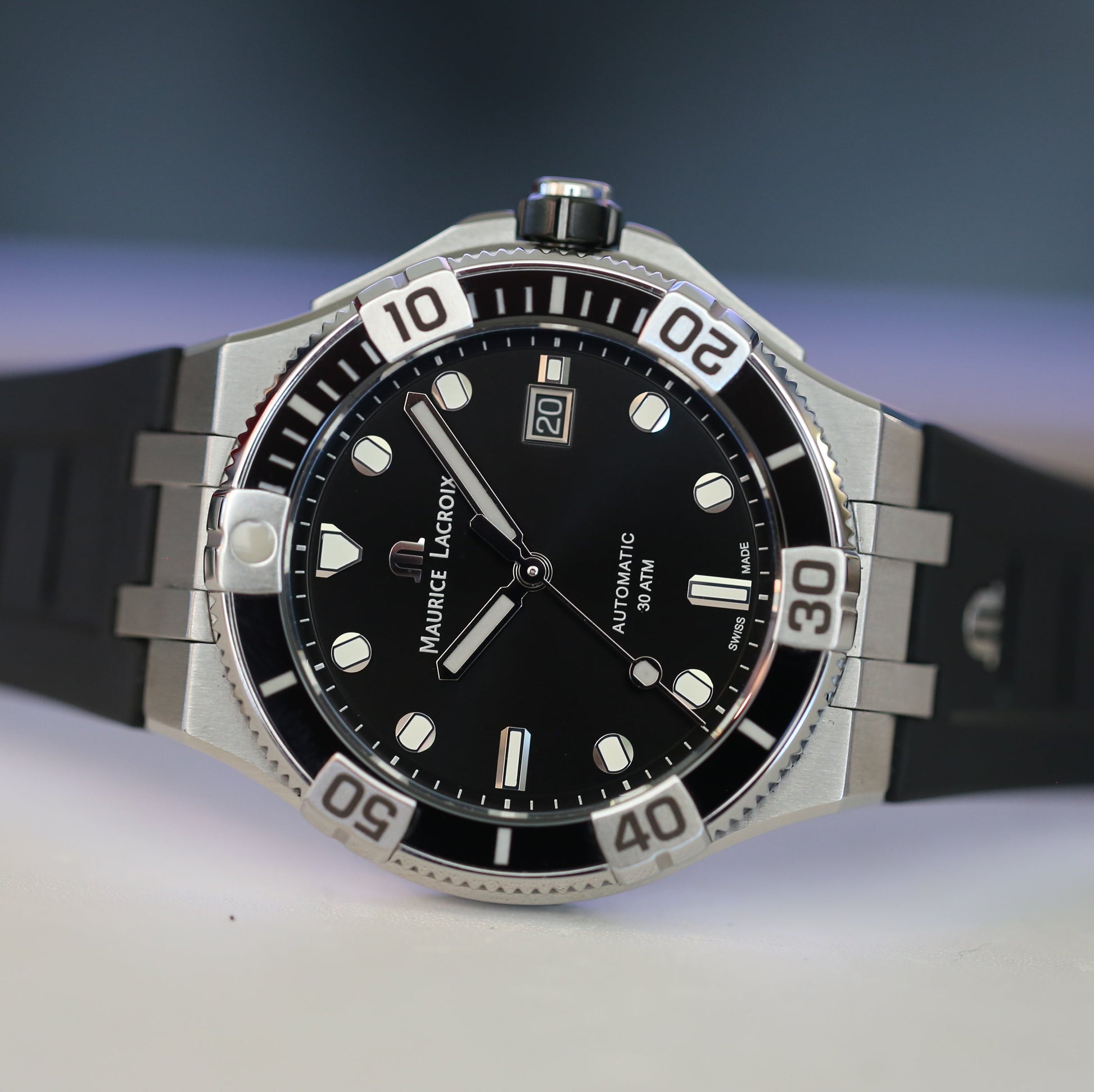  Shop Authentic Maurice Lacroix Aikon Venturer Black Dial Black Rubber Strap Watch for Men - AI6058-SS001-330-1 - Luxxuri