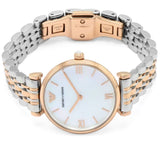  Shop Authentic Emporio Armani T Bar Gianni Classic Mother Of Pearl Dial Two Tone Steel Strap Watch For Women - AR1683 - Luxxuri
