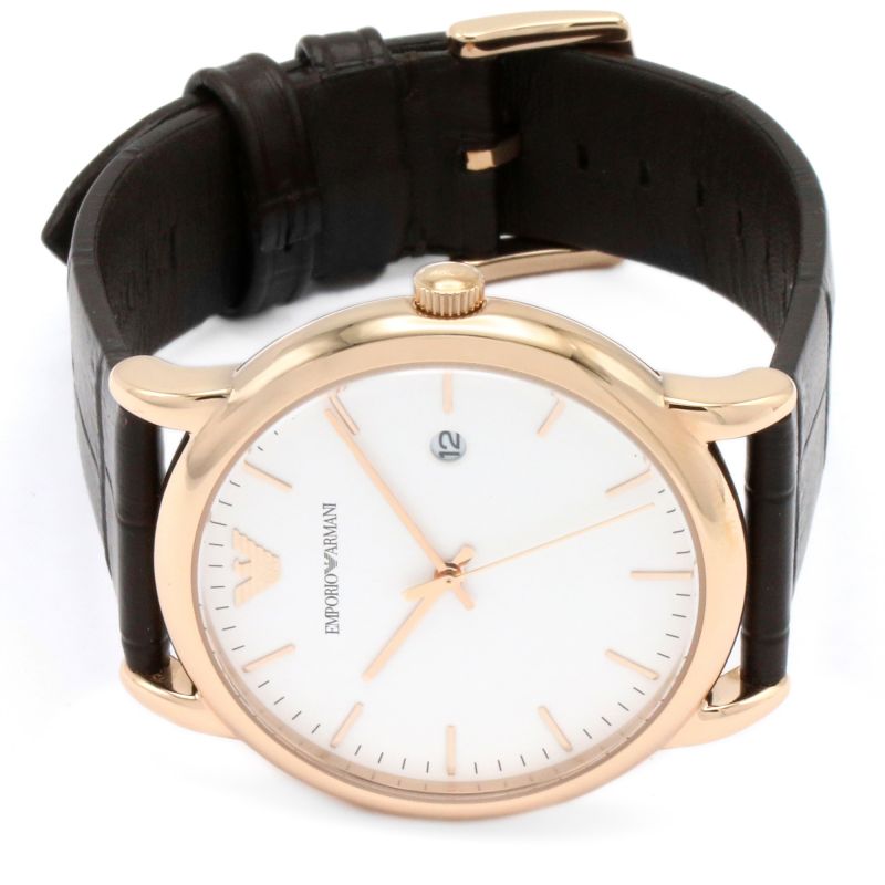  Shop Authentic Emporio Armani Luigi White Dial Brown Leather Strap Watch For Men - AR2502 - Luxxuri