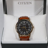  Shop Authentic Citizen Eco Drive Multi Function Day & Date Black Dial Brown Leather Strap Watch For Men - AO9003-08E - Luxxuri
