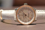  Shop Authentic Breitling Navitimer Automatic 35 Mother of Pearl Dial White Leather Strap Watch for Women - U17395211A1P3 - Luxxuri