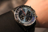 Shop Authentic Breitling Navitimer B01 Chronograph 41 Blue Dial Black Leather Strap Watch for Men - AB0139241C1P1 - Luxxuri