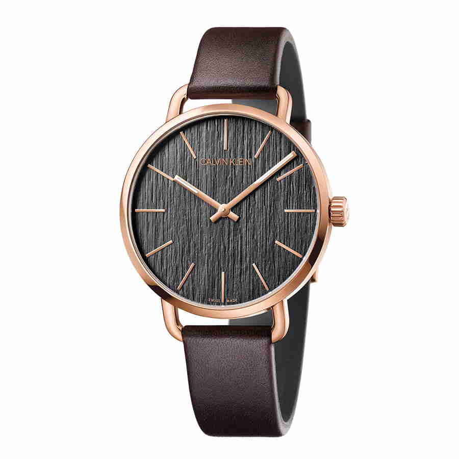  Shop Authentic Calvin Klein Even Grey Dial Brown Leather Strap Watch for Women - K7B216G3 - Luxxuri