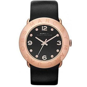  Shop Authentic Marc Jacobs Amy Black Dial Black Leather Strap Watch for Women - MBM1225 - Luxxuri