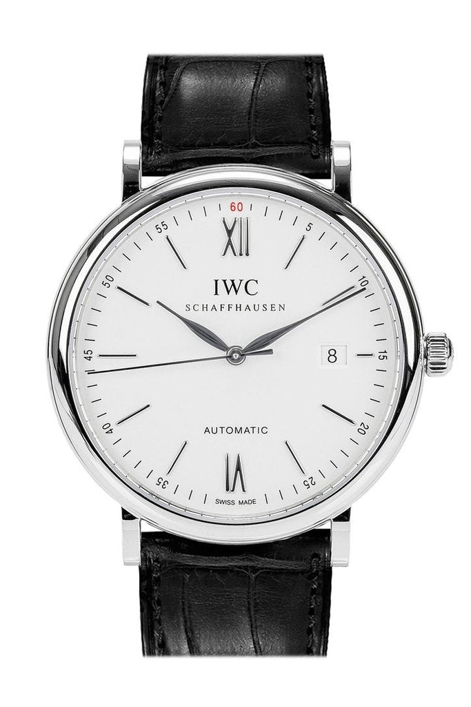  Shop Authentic IWC Portofino Automatic White Dial Black Leather Strap Watch for Men - IW356501 - Luxxuri