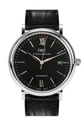  Shop Authentic IWC Portofino Automatic Black Dial Black Leather Strap Watch for Men - IW356502 - Luxxuri